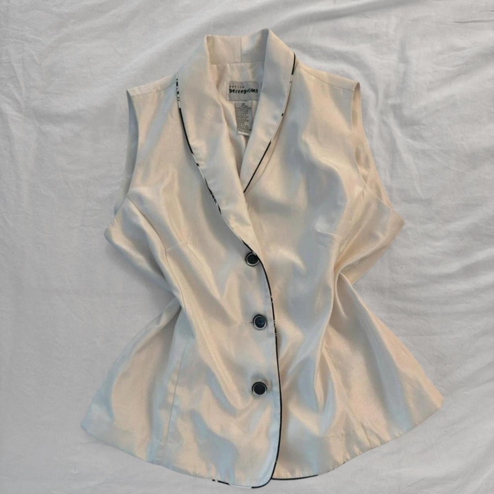 Y2K 2000s Perceptions White Sleeveless Blazer